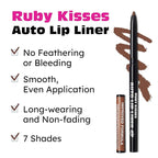 Ruby Kisses Auto Lip Liner Pencil (Espresso 3 Pack), Long Lasting & Non-Fading, Smooth Application, Non-Feathering with Rich Pigmented Color, No Sharpener Needed, Ideal for Full Lips Look
