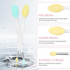 Unaone Lip Scrub Brush - 3 PCS Dual-ended Lip Scrubber Exfoliator and Silicone Lip Brush, 3-in-1 Silicone Lip Scrub Tool Lip Mask Applicator, Gentle Exfoliator & Applicator for Soft