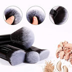 DUcare Makeup Brushes 15Pcs Premium Synthetic Kabuki Makeup Brush Set, Professional Foundation Concealers Powder Blush Blending Face Eye Shadows Black Brush Sets