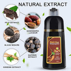 Dark Brown Hair Dye Shampoo 3 in 1 for Gray Coverage for Women Instant Natural Hair Color Shampoo Semi Permanent 500ML - Champu Para Canas Mujer