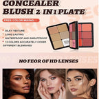 Cream Concealer Palette/Blush Palette Kit, 2 In One Blendable Blush Concealer Contour Set with 11 Pcs Complete Makeup Brush and Storage Bag, High Impact Buildable Color, Vegan & Cruelty Free