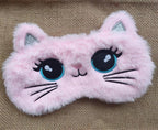 Cute Soft Plush Cat Sleeping Mask for Women Girls, Cute Animal Sleep Eye Cover Mask Eye Funny Blindfold Eyeshade for Night Nap Travel (Pink)