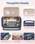 BAGSMART Travel Toiletry Bag, Large Wide-open Travel Bag for Toiletries, Makeup Cosmetic Travel Bag with Handle