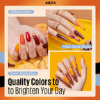 MEFA Fall Gel Nail Polish Set, 12 Colors Orange Burgundy Red Gel Polish Set Flash Dark Red Glitter Nail Polish Shimmer Nude Brown Blue Yellow Nail Gifts for Women Girl DIY Salon Home Spring Summer