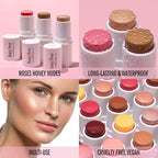 KIMUSE Multi Stick Trio Face Makeup, Cream Blush Stick for Cheeks & Lips, Contour Stick & Highlighter Makeup Sticks for All Skin