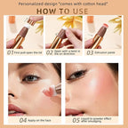 3 Pcs Beauty Wand For Liquid Contour Highlighter and Blush Rouge with Cushion Applicator Attached Easy to Blend, Lightweight Blendable Super Silky Cream Face Illuminator Makeup Stick