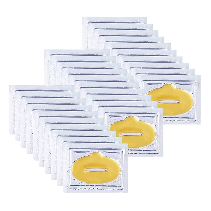 30 pieces of Moisturizing Collagen Crystal Lip Mask - Anti-Ageing & Anti Chapped, Reduce lip Wrinkles, Fade Lip Color, Make Skin Smooth And Firm Collagen Lip Pieces (Gold)