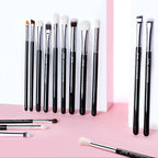 Jessup Eye Makeup Brushes Set Professional 15pcs with Eyeshadow Blending Concealer Eyebrow Eyliner Brush (Pearl Black/Silver)