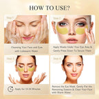 Under Eye Patches, Gold Eye Masks for Dark Circles and Puffiness Anti-Wrinkle Moisturizing Anti-Aging Under Eye Bags Skin Care Treatment Pads Revitalizes & Tightens Eye Area(60PCS)