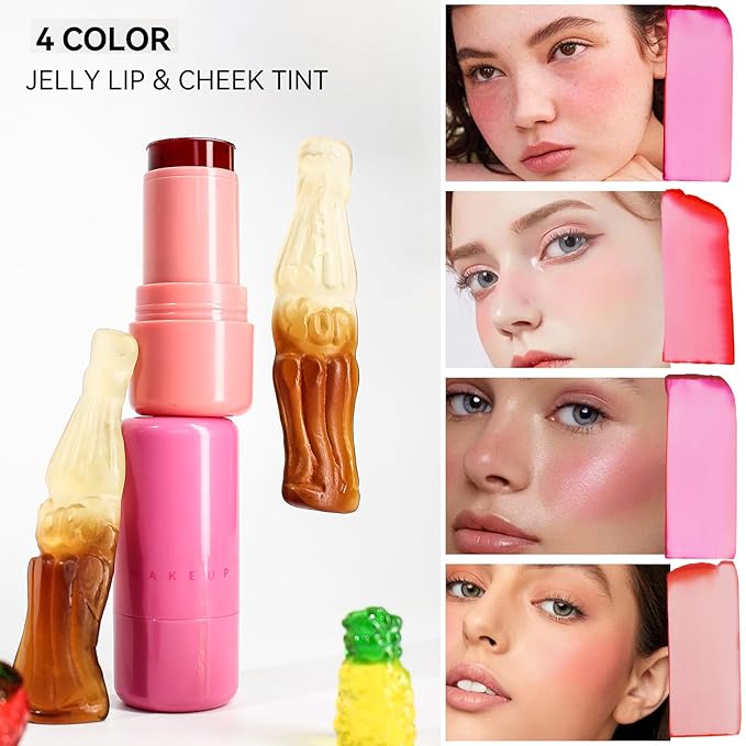 Cool Milk Jelly Blush, Sheer Lip & Cheek Stain, Buildable Watercolor Finish, Vivid Color Water Jelly Tint Lipstick, Long Lasting, Milk blush Watercolor Finish Tinted Lip Gloss for Women, 04