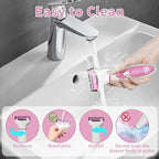 Electric Razor for Women Men,4 in 1 Painless Ladies Wet & Dry Body Razors and Facial Hair Remover,Rechargeable Led Display Hair Removal Kit for Nose Face Body Leg Bikini Arm Hair (Pink)