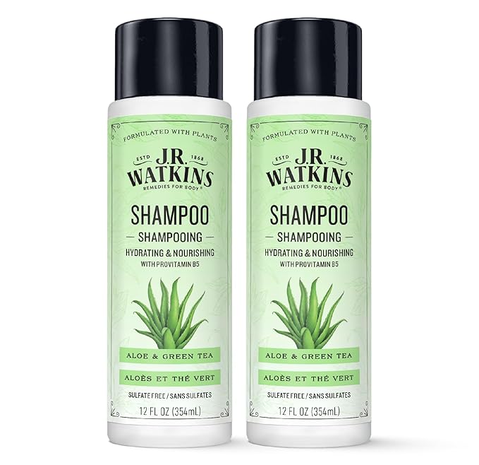 J.R. Watkins Daily Hydration Shampoo, Aloe & Green Tea - 12 fl oz (Pack of 2)
