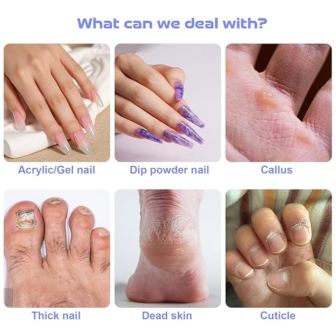 Acrylic Nail Kit, Portable Electric Nail File Set for Acrylic Gel Nails, Manicure Pedicure Tool Nail Drill Bits with Nail Drill Bits Sanding Bands (Purple)