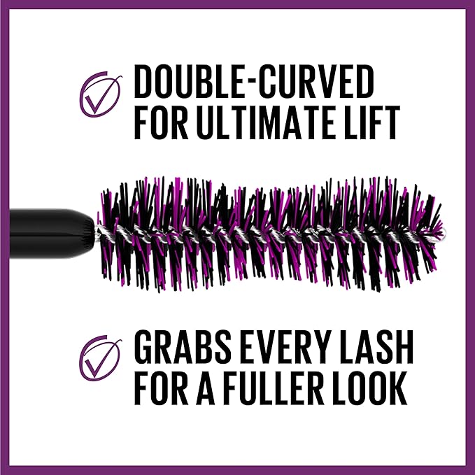 Maybelline The Falsies Lash Lift Waterproof Mascara Volumizing, Lengthening, Lifting, Curling, Multiplying, Eye Makeup, Very Black, 1 Count