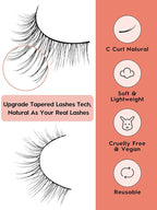 Natural Wispy Cat Eye Lashes - 3D Volume C Curl Eyelashes With Thin Band - 10mm Short Lashes - 7 Pairs