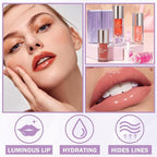 Korean Clear Lip Oil Tinted Lip Plumper Gloss for Women Big Brush Head Hydrating Lip Glow Oil for Lip Care and Dry Lips - 05 Smoke Gray Pink