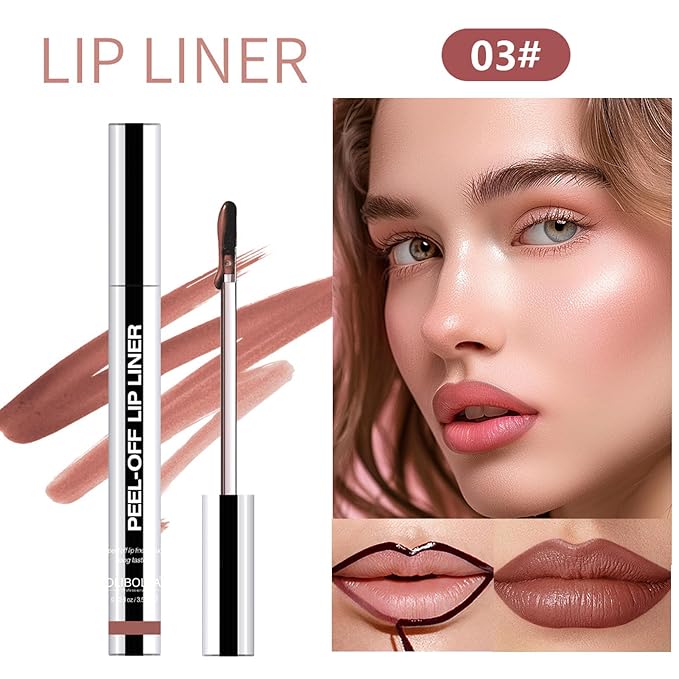 3 Colors Peel Off Lip Liner Lip Stain Tattoo Set, Removable Lip Liner Pencil Matte Finish Waterproof Transfer-proof Peel Off Lip Stick Highly Pigmented Color Lip Makeup