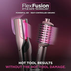 Shark FlexFusion Hair Straightener & Powerful Hair Dryer with Diffuser, Fusion Hair Brush, Ceramic Air Styler with Auto-Wrap Hair Curlers, Ceramic Plates, Cosmic Blush HD642S