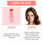 Cooling Water Jelly Tint, Makeup Lip Tint Jelly Blush Stick, Jelly Blush Stick Lip Stain, 1,000+ Swipes Per Stick, Vegan, Cruelty Free, Buildable Watercolor Finish (RED)