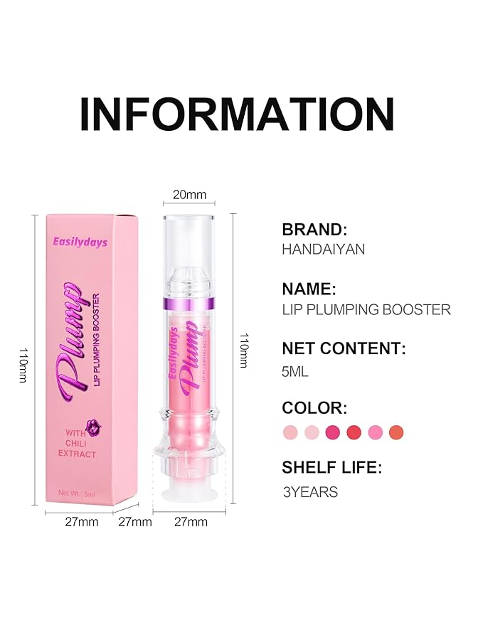 3 Colors Lip Plumping Booster, Spicy Lip Plumper Gloss Lip Oil, Ultra-Hydrating & Nourishing Glossy Finish Fuller Natural Lip Gloss, Plump & Pout Lip Plumper for Women Girls, Set #01,02,03