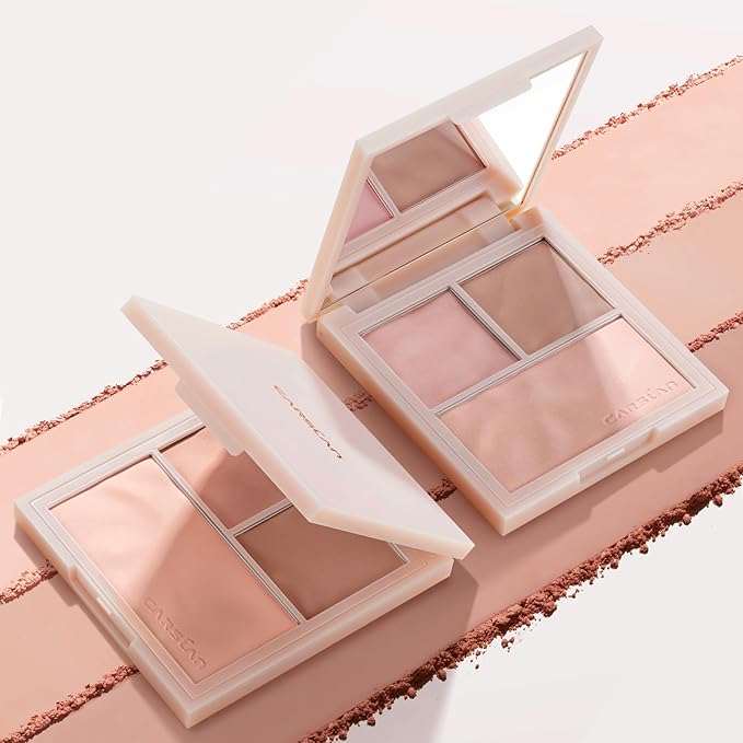 3 Colors Blush Palette For Cheek Makeup, Matte Wonderland Pink, 0.37Oz