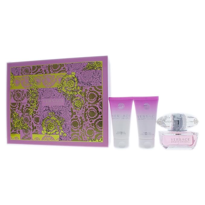 Versace Versace Bright Crystal Women Giftset (Eau De Toilette Spray, Perfumed Bath and Shower Gel, Shimmering Body Gel)