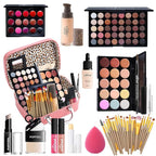 All in one makeup kit for women full kit makeup set for girls teens Eyeshadow Palette, Lip Gloss, Lipstick, Foundation, Mascara, Eyebrow Pencil, Eyeliner, Contour Stick, Powder Puff, Makeup Brushes,