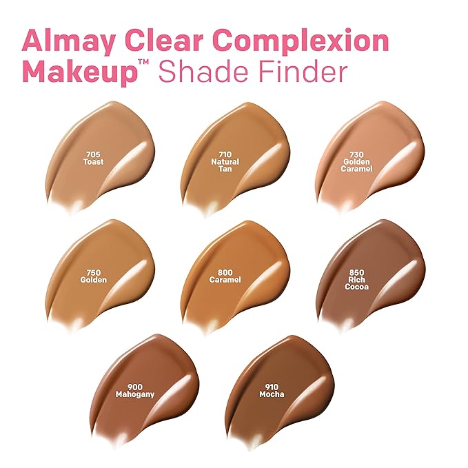 Almay Clear Complexion Acne Foundation Makeup with Salicylic Acid - Lightweight, Medium Coverage, Hypoallergenic, -Fragrance Free, for Sensitive Skin , 700 True Beige, 1 fl oz.