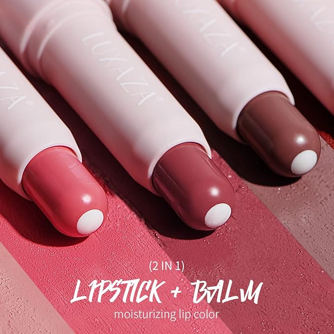 2PCS Tinted Lip Balm Chapstick with Color, Natural Semi - Gloss Finish, Hydrating/Coloring 2 in 1 Moisturizer Lip Stick for Girls & Women #01+#04