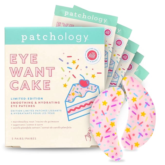 Patchology Eye Want Cake Limited Edition Hydrating & Smoothing Eye Patches – Under Eye Masks for Puffy Eyes, Dark Circles, and Fine Lines – Birthday Cake Inspired Self-Care Essentials, 5-Pack