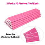30PCS 9.45" Heatless Flexible Curling Rod, Skinny Small Flexi Rod Soft Twist Foam Hair Rollers for Tight Curl Women Girl Home Use Long and Short Hair (0.31 x 9.45 Inch, Pink#)