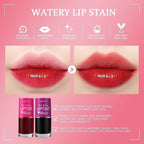 Lip Tint Stain Set, Korean Lip Tint Glossy Lip Stain Plumping Mini Liquid Lipstick, Multi-use Lip and Cheek Tint, Long-Wear Lip Stain Non-Stick Cup Smudge-proof & Lightweight Lip Tint (Cherry)