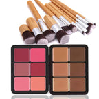 Makeup Blush Palette + Cream Contour Palette Kit, with 11 Pcs Complete Makeup Brushes, Contouring Concealer Palette for Medium Dark Skin to Conceals Dark Circles, Redness, Acne, Blemish
