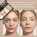6 Colors Correcting Concealer Palette, Makeup Cream Contour Palette with Brush, Contouring Foundation Highlighting Concealer Palette for Conceals Dark Circles, Redness, Acne, Blemish