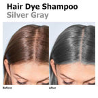 Silver Gray Hair Dye Shampoo 3 in 1, Long-lasting & Natual Hair Color Shampoo Lasting for 4 Weeks, Herbal Ingredients Natural Shampoo Hair Dye Effect in Minutes, Christmas Gifts for Men Women 500ml