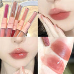 KWOLYKIM 2 In 1 Double Mirror And Matte Lip Gloss, Hydrating Lip Gloss with Essential oil, Liquid Shine Glossy Lip Tint, Hydrated & Fuller-looking Lips, Long-Lasting Sweet Lip Glaze