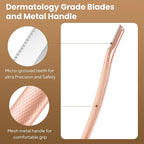 Eyebrow Razor Dermaplaning Tool with 10 Blade Refills Exfoliating Face Razors for Women Facial Razor for Peach Fuzz and Eyebrow Hair Removal