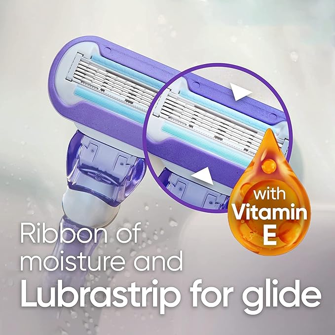 Gillette Venus Deluxe Smooth Swirl Women's Razor Handle + 4 Blade Refills, Flexible Handle and Pivoting Head