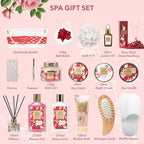 Mothers Day Gifts for Mom Rose & Cherry Blossom Spa Gift Set for Women - 19-Piece Luxury Bath & Body Care Kit with Necklace, DIY Chain, Shower Gel | Valentine's Day, Christmas Gifts for Her, Wife