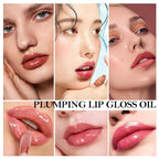 2Pcs Hydrating Lip Glow Oil,Plumping Lip Gloss,Moisturizing Transparent and Nourishing Non-stick Cup Fruit Flavored Lip Oil for Reducing Lip Lines and Lip Care(04#+07#)