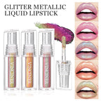 Glitter Liquid Lipstick Chameleon Eyeshadow Waterproof Long Lasting Diamond Shimmer Glitter Lipstick,Multi-Dimensional Eye Looks, High Pigmented Non-stick Cup Lipstick Party(04#)