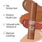 Ruby Kisses Lip Gloss Butter Bomb Gloss Non-Sticky Lip Gloss Vitamin E Natural Nude Lip Makeup - 7.8mL (0.26 US fl.oz) (Naked)