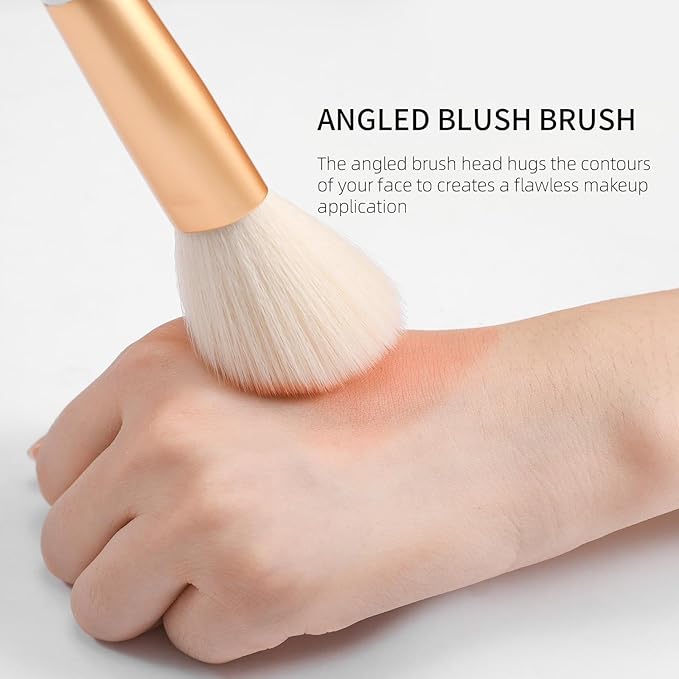 DUcare Angled Blush Brush, Fluffy Blush Brush for Cheeks, Multi-Purpose Face Makeup Brushes for Cream, Liquid Or Powder, Bronzers, Vegan & Cruelty-Free