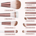 Makeup Brushes Set With Case 10Pcs White Makeup Brush Kit Foundation Eyeshadow Powder Blending Kabuki Eyebrow Eyelash Brushes Cosmetic Brush Travel Kit Gift (White+Brown)