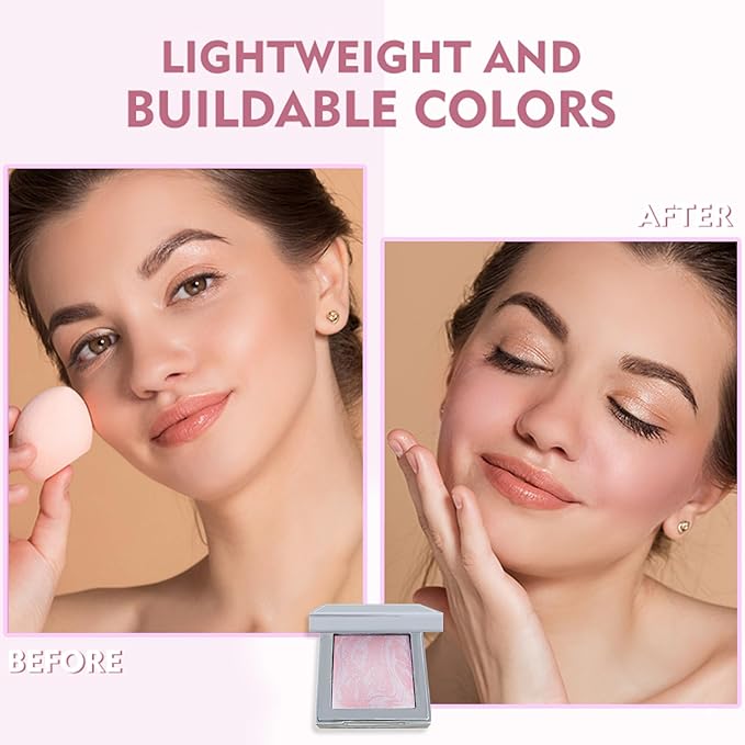 Face Blush Foundation Natural Brightening Silky Moisturizing Sodium Hyaluronate Bakery Crafted Glittering Powder