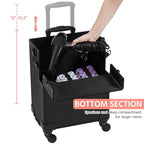 Yaheetech Makeup Train Case 3 in 1 Professional Cosmetic Trolley Multi-Functional Organizers Large Storage Traveling Cart Trunk for Nail Tech - Black