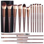 BS-MALL Makeup Brush Set 18 Pcs Premium Synthetic Foundation Powder Concealers Eye shadows Blush Makeup Brushes with black case (B-Brown)