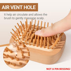 Handmade Natural Wooden Hair Brush Hairbrush with Bamboo Pins Massage Scalp & Detangling All Hair Types For Hair Growth,Scalp Massager Mini Brush No Handle Design