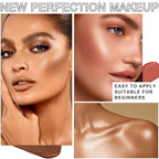 6 Colors Cream Contour Stick Makeup Kit, Shades with Highlighter, Blush and Double-End Bronzer Contour Stick for Sculpt the Cheeks, Long Lasting, Waterproof, Matte & Dewy Finish(SET C)