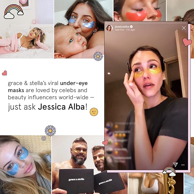 grace & stella Award Winning Under Eye Mask - Travel Essentials - Birthday Gifts for Women - Gel Eye Patches for Dark Circles, Puffy Eyes, Wrinkles, Undereye Bags - Vegan Self Care (48 Pairs, Gold)